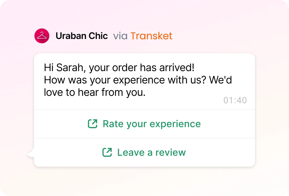Post-delivery feedback request on WhatsApp