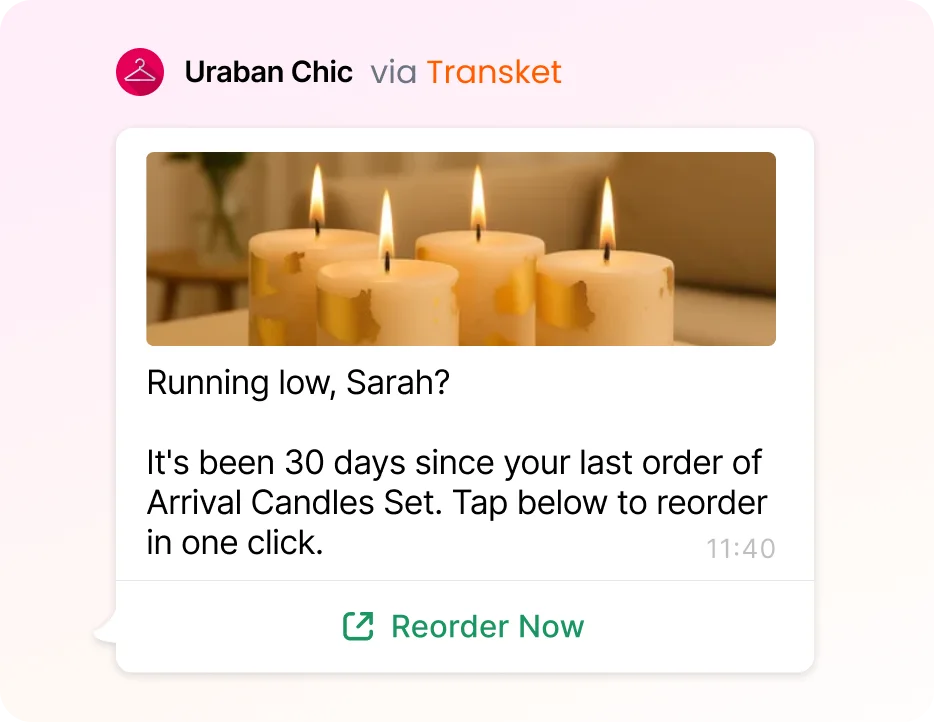 Reorder reminder on WhatsApp